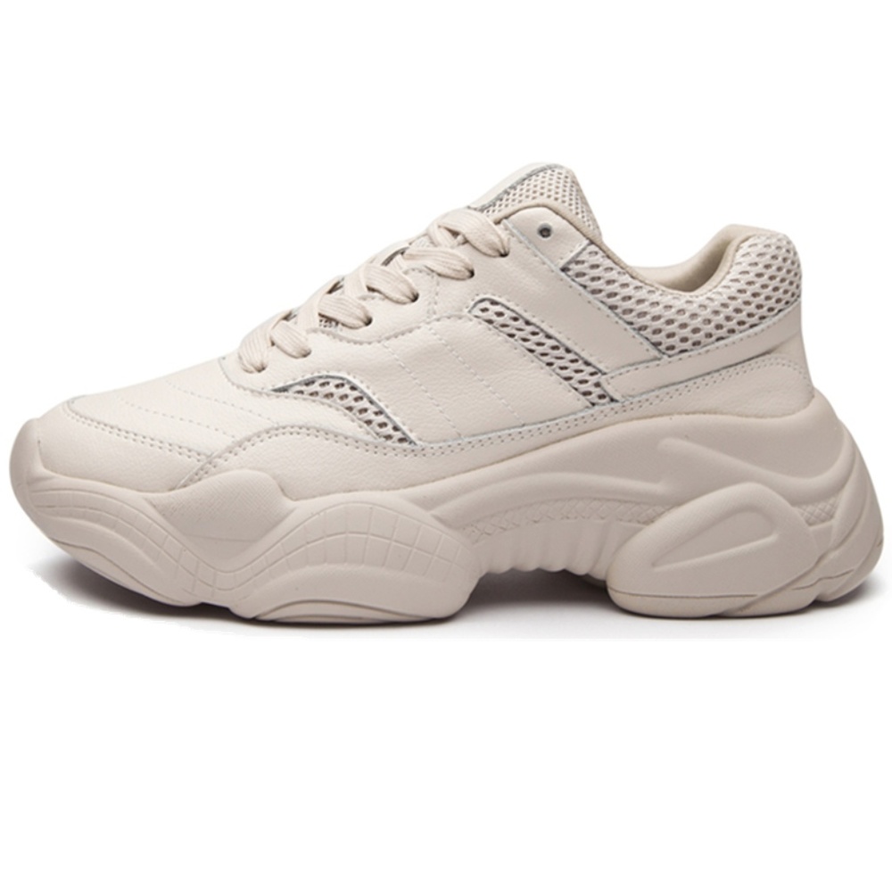 Mesh Chunky Cream Color Platform Flatform Sneakers - image 2